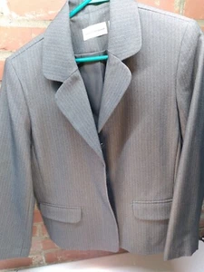 Alfred Dunner Women's Grey Pinstripe Button Blazer Jacket Size 10 - Picture 1 of 5