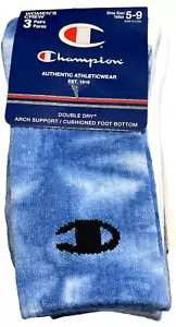 Champion Crew Socks Women 3 Pairs 5-9 Double Dry Arch Support Cushioned Athletic - Picture 1 of 16