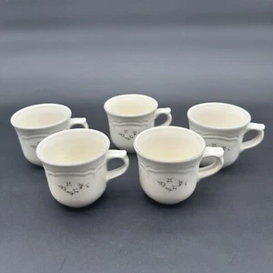 Lot Of 5 - PFALTZGRAFF Heirloom Collection Coffee Cup Mug 9 oz White Flowers - Picture 1 of 5