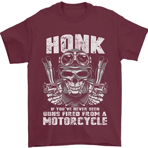 Honk Guns Fired From a Motorcycle Biker Mens T-Shirt 100% Cotton - Picture 1 of 10