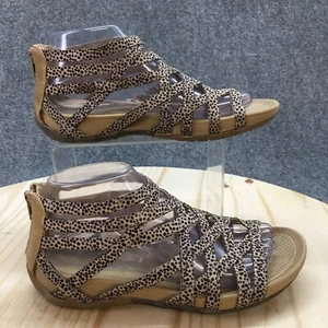 Baretraps Sandals Womens 7 M Samina Casual Back Zip Gladiator Flats Brown Fabric - Picture 1 of 15
