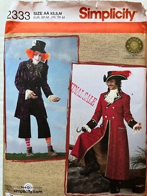 Pattern Simplicity 2333, Men’s costumes, coat, hat, cravat, cuffs, spats,  XS-M - Image 1 of 2
