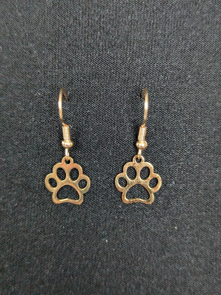 Charm Ohrringe "Pfote" Gold. Tatze Hund Anhänger. Geschenk Freundin Süß Witzig - Bild 1 von 1