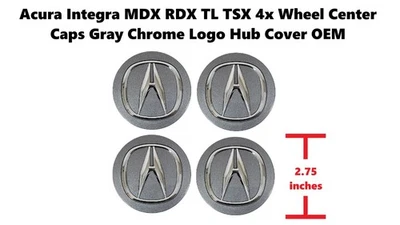 讴歌 Integra MDX RDX TL TSX 车轮中心盖灰色镀铬标志轮毂盖 4x — 第 1/4 张图片