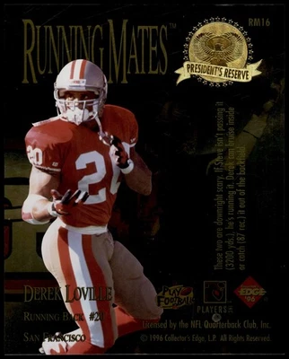 1996 Edge Presidents Reserve Running Mates Blank Back JUMBO Дерек Ловилл 01/200 - Изображение 1 из 2