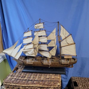 Vintage Holz großes Schiffsmodell Klipperschiff Maritim Deko Sammlerstück GROß - Bild 1 von 22