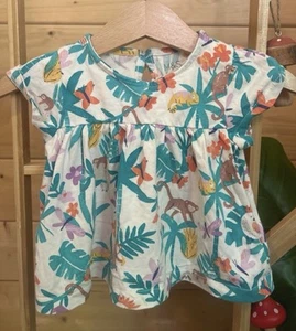 M&S Baby Girls 0 To 3 Months Tropical Animals Summer T-shirt - Picture 1 of 3