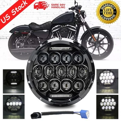 Faro LED halo de motocicleta de 7 pulgadas para Harley Davidson Touring Sportster Foto 1 de 4