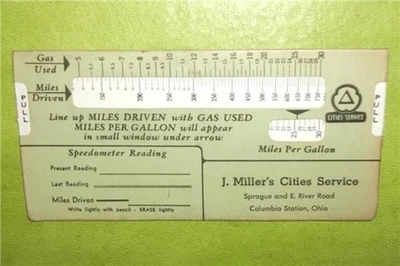 ESTACIÓN DE SERVICIO DE CIUDADES DE LA DÉCADA DE 1950 VISERA DE GASOIL TABLA DE KILOMETRAJE ESTACIÓN DE COLUMBIA OH NOS Foto 1 de 4