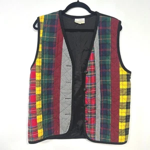 Susan Bristol Vintage Patchwork Plaid Quilted Vest M Preppy Country Folkcore - Picture 1 of 7
