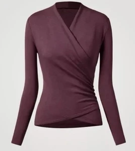 NEW OGL Surplice Top Eco Mousse THERMAL BURGUNDY PLUM PURPLE SIZE Medium - Picture 1 of 6
