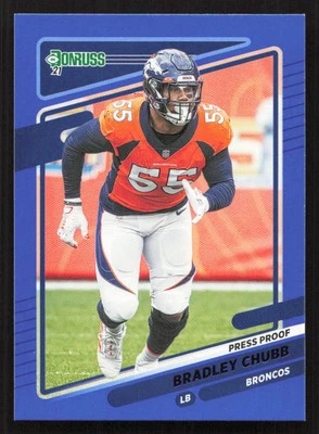 2021 Donruss Bradley Chubb Blue Press Proof Parallel #182 Card - Image 1 of 2