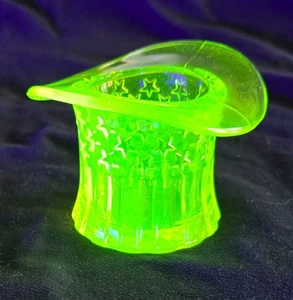 Sombrero Vaselina Vidrio Amarillo Tío Sam Estrellas y Tiras - Antiguo - Imagen 1 de 12