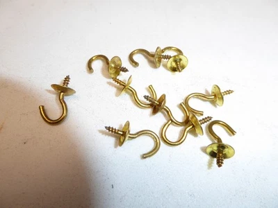 10 винтажных 1/2-дюймовых крючков для чашек из цельной латуни производства Hindley сделано в США НОВЫЕ! - Изображение 1 из 3