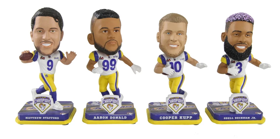 Los Angeles Rams Super Bowl LVI Champions Mini Paquete de 4 Bobblehead Set NFL Foto 1 de 1