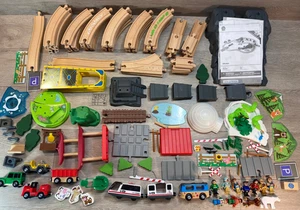 Playtive Junior Wooden Train Set Huge Lot Mini Figs/Track/Vehicles/Bridge/Pieces - Picture 1 of 12