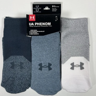 Under Armour UA Phenom Training Crew Socks (3 Pack) Men’s 4-8 Medium Blue NEW - Image 1 of 4