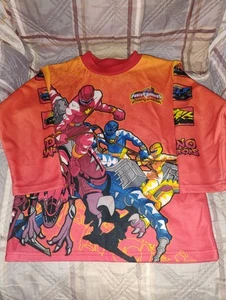 Vintage 2004 Power Rangers Dino Thunder Kids Long Sleeve Jersey T Shirt Size 7 - Picture 1 of 4