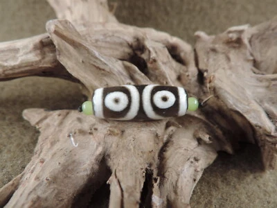 Cuentas Dzi de ágata antigua tibetana de 3 ojos para colgante cuentas Gzi del antiguo Tíbet H Foto 1 de 4