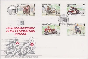 GB Isle of Man 1991 80th Ann 30th May TT Mountain Races SG 478/82 FDC MOTORBIKES - Picture 1 of 1