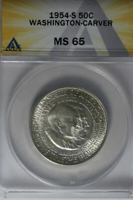 1954-S .50  ANACS  MS 65  WASHINGTON-CARVER   Classic Commemorative Coins  - Image 1 of 2