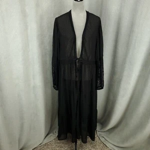 Torrid 3 Kimono Womens 3X Black Maxi Sheer Dot Robe Swim Coverup - Picture 1 of 11