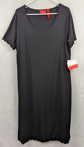 Vestido recto Liz Claiborne talla XL negro tejido ss elástico borde lechuga dobladillo 1685 - Imagen 1 de 6