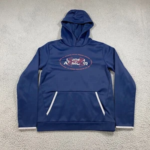 Under Armour Hoodie Youth XL Navy Blue Pullover Sweatshirt Loose ColdGear Active - Picture 1 of 10