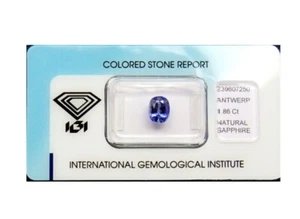 Shola Igi Antwerp Certified 1.86 Ct Natural Untreated Blue Sapphire - Picture 1 of 5