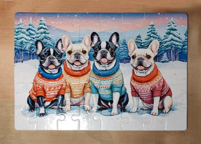 Rompecabezas Bulldog Francés en Invierno Suéteres *Envío Gratis* Foto 1 de 3