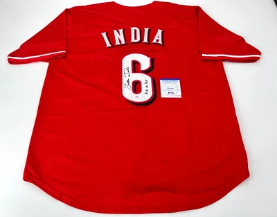 JONATHAN INDIA CINCINNATI REDS SIGNED STITCHED CUSTOM JERSEY PSA COA ROY INSC - Image 1 of 3