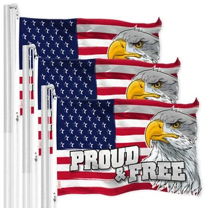 G128 3 Pack: USA Proud & Free Eagle Flag 3x5Ft LiteWeave Pro Printed 300D Poly - Picture 1 of 5