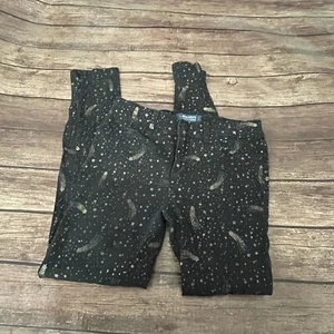 Girl’s Old Navy Rockstar Jeggings Black Gold Stars Size 12 - Picture 1 of 8