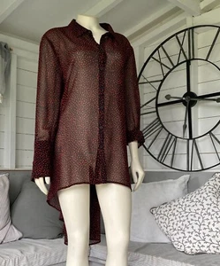 Blusa Camisa Prenda para el torso de Terciopelo Rojo Negro Patrón Negro Como Nuevo Gran Tamaño Espalda Larga 18 - Imagen 1 de 10