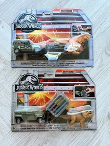 Jurassic World Tyranno Hauler & Tricera Tracker Matchbox Figures New & Sealed - Picture 1 of 2