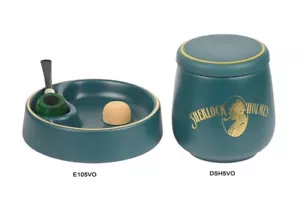 VASO PORTATABACCO BATTIPIPA POGGIAPIPA SHERLOCK HOLMES CERAMICA VERDE MAT DSH5VO - Imagen 1 de 1