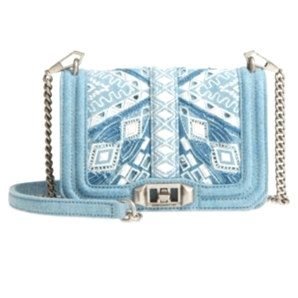 Bolso Bandolera Pequeño Rebecca Minkoff Love Denim Bordado Foto 1 de 4