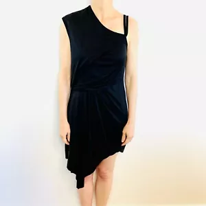 Vestido Helmut Lang Talla S 8 10 Jersey Negro Asimétrico Drapeado Diseñador Hecho en EE. UU. - Imagen 1 de 12