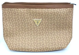 Guess Logo Purse Pouch Bag Brown Tan Mocha - Picture 1 of 5
