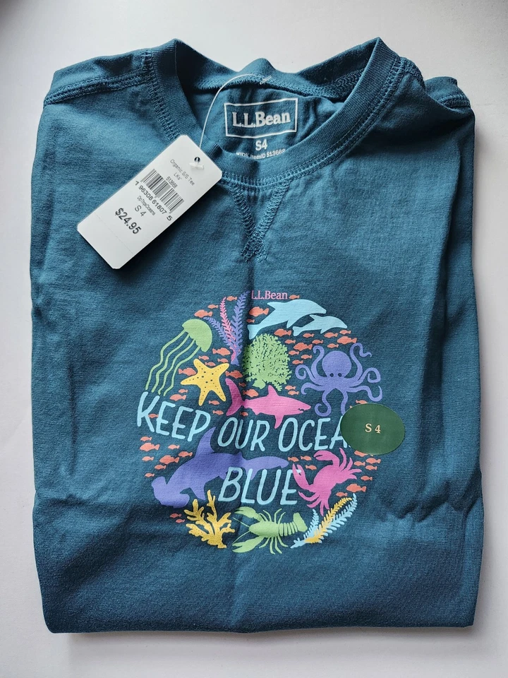 Camiseta orgánica de frijoles talla 4 LL para niños manga corta - Keep Our Ocean Blue Foto 1 de 1