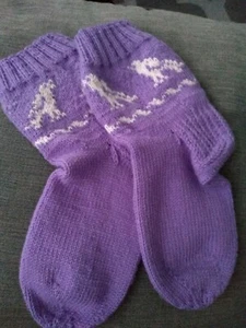 Handknitted wool blend socks UK  size 4-5 Blood Circulation NEW Bird - Picture 1 of 2
