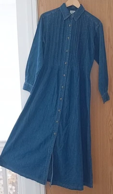 Laura Ashley Vintage Denim Button Through Shirt Dress Size 14/16 - Image 1 of 4