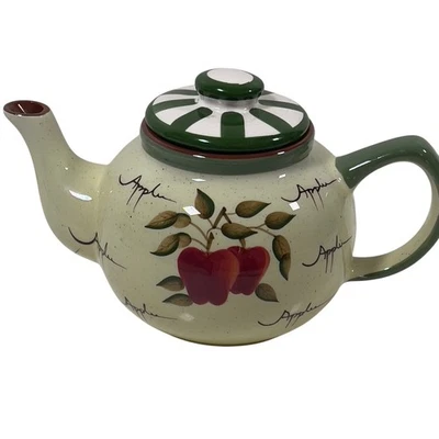 Tetera colección Apple Orchard interiores del hogar pintada a mano hoja fruta vintage Foto 1 de 4