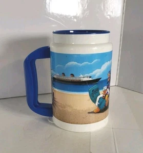 Vintage Disney Travel Drink Cup Cruise Line Castaway Cay Figur Becher Deckel_AN - Bild 1 von 9