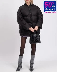 RRP €494 ASH Icon Down Puffer Jacket IT40 IS4 UK8 S Black Full Zip Ribbed Collar - Picture 1 of 7