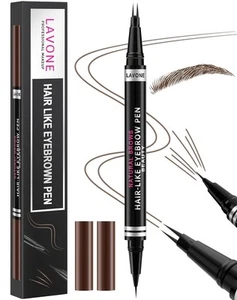 Eyebrow Pencil, 2-in-1 Waterproof Pen, with 2 Tip Dark Brown - Picture 1 of 8