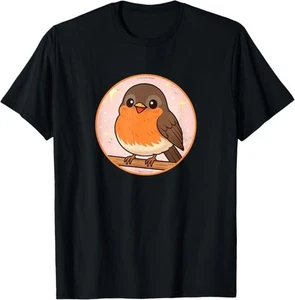 Super süßes American Robin Anime Vogel T-Shirt 10 Farben von Bird. Fan - Bild 1 von 12