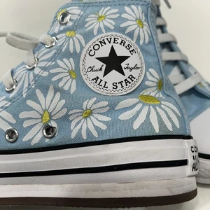 Converse Chuck Taylor All Stars Jugend Kinder Schuh Größe 2 blau mit weißen Gänseblümchen - Bild 1 von 21