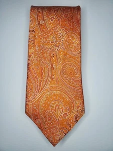The Tie Bar Tie / Orange Paisley / 100% Silk/ L-59in & W-3.5in - Picture 1 of 5
