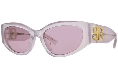 Gafas de sol Balenciaga BB0324SK 011 para mujer blancas transparentes/rosadas forma ovalada Foto 1 de 4